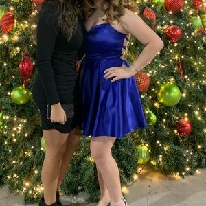 Royal blue satin dress